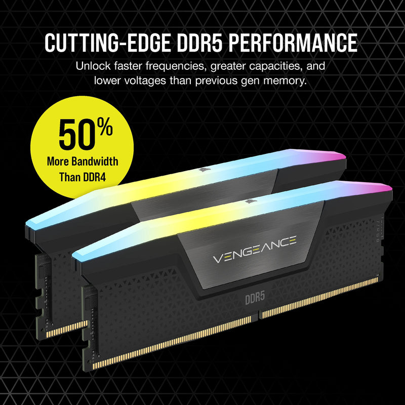 Load image into Gallery viewer, Corsair vengeance rgb 32 gb ddr5-6000 (2x 16 gb) werkgeheugen (zwart, cmh32gx5m2b6000c38, xmp 3.0)

