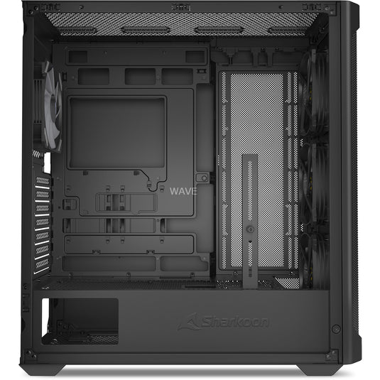 Sharkoon ak4w rgb strip midi tower behuizing (zwart | 2x usb-a | 1x usb-c | rgb | tempered glass)