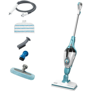 Black+decker fsmh1321 1600w steam-mop met 6 accessoires stoomreiniger (wit blauwgrijs)