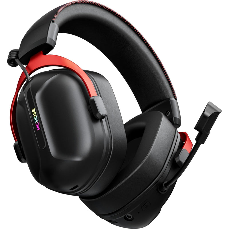 Cargue la imagen en el visor de la galería, Mchose s9 pro wireless over-ear gaming headset (zwart rood, pc laptop playstation switch smartphone, 2.4g bluetooth wired type-c )
