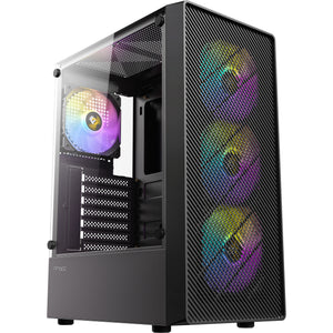 Antec ax26 rgb elite midi tower behuizing (zwart | 3x usb-a | tempered glass)
