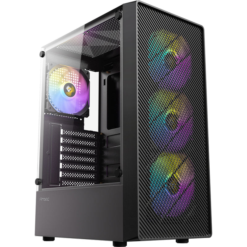 Load image into Gallery viewer, Antec ax26 rgb elite midi tower behuizing (zwart | 3x usb-a | tempered glass)
