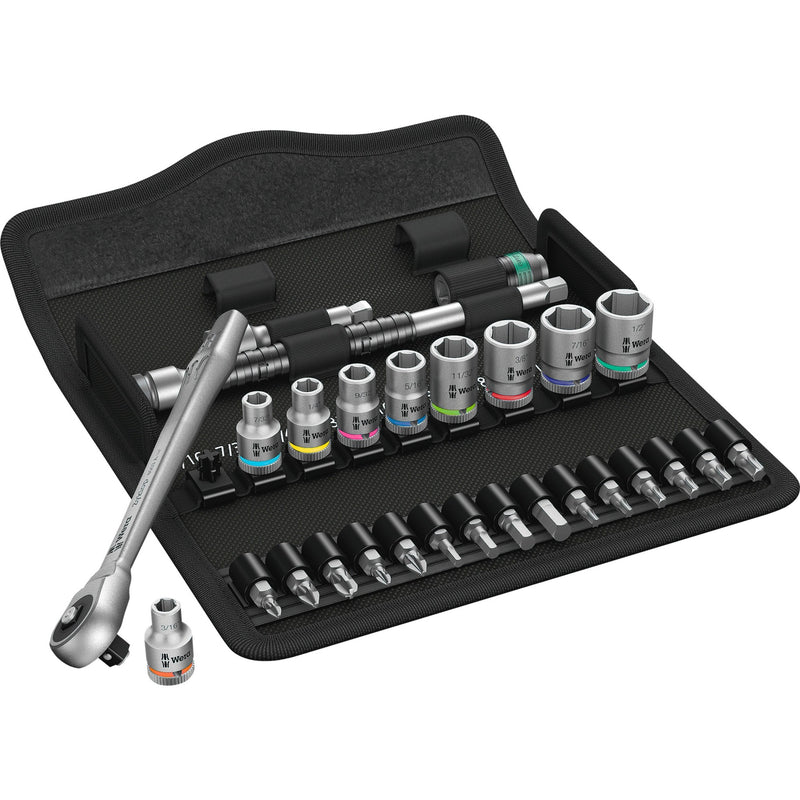 Load image into Gallery viewer, Wera 8100 sa 10 zyklop metal-ratelset doorsteekvierkant, 1 4 -aandrijving, inch , 28 -delig - 1 stuk(s) - 05004020001
