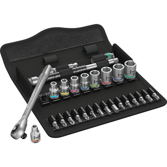 Wera 8100 sa 10 zyklop metal-ratelset doorsteekvierkant, 1 4 -aandrijving, inch , 28 -delig - 1 stuk(s) - 05004020001