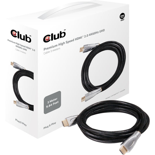 Club 3d premium high speed hdmi 2.0 kabel (3 meter, 4k)