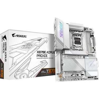 Gigabyte x870e aorus pro ice socket am5 moederbord (zilver wit, raid, 2.5gb-lan, wi-fi 7, bt, sound, atx)