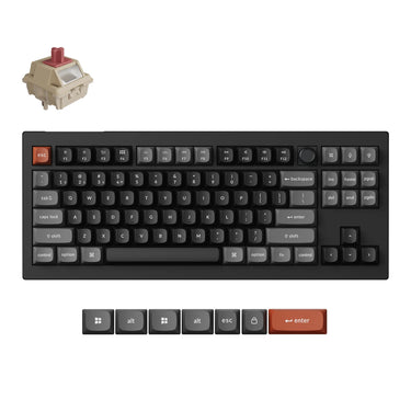 Keychron v3 ultra 8k wireless custom mechanical keyboard (zwart, us lay-out (qwerty), silk pom red, 80% (tkl), rgb, hot swap, 2.4 ghz | bluetooth 5.3 | usb-c)