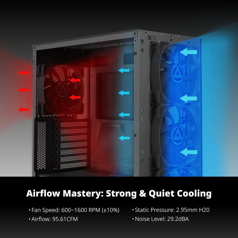 Load image into Gallery viewer, Montech hp140 argb pwm case fan (zwart, 140 x 140 x 25 mm)
