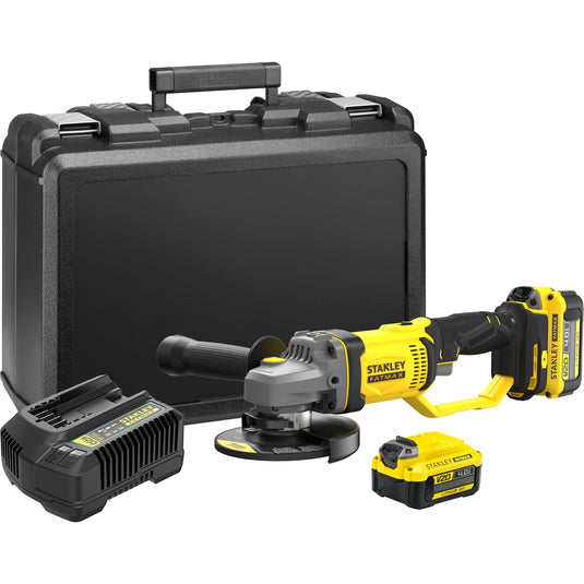 Stanley fatmax v20 18v haakse slijper (geel zwart, koffer, 2 accu's (4.0ah) en oplader (4a) inbegrepen)