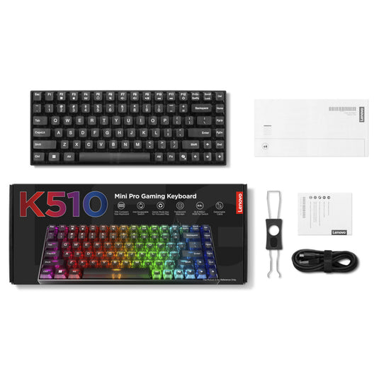 Lenovo legion k510 mini pro rgb mechanisch gaming toetsenbord (zwart, us lay-out (qwerty), 75%, brown switch, hot swap, usb)