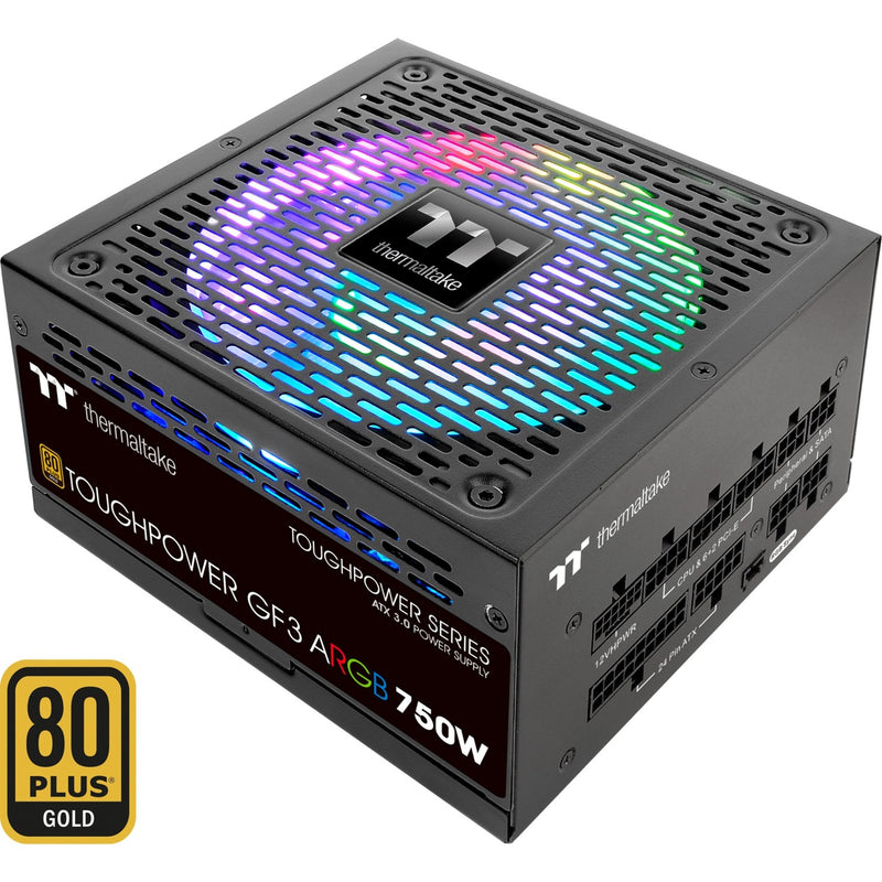 Load image into Gallery viewer, Thermaltake toughpower gf3 argb gen 5 eu modulaire 750 watt voeding (zwart, 4x pcie)
