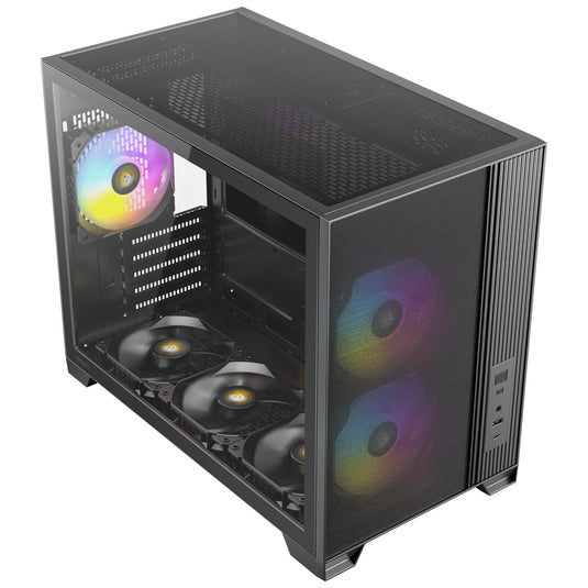Antec flux m mini tower behuizing (zwart | 1x usb-a | 1x usb-c | tempered glass)