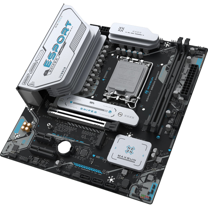 Laden Sie das Bild in Galerie -Viewer, Maxsun ms-esport b860m sniper wifi socket 1851 moederbord (zwart, raid, 2.5 gb-lan, wlan, bt, sound, µatx)
