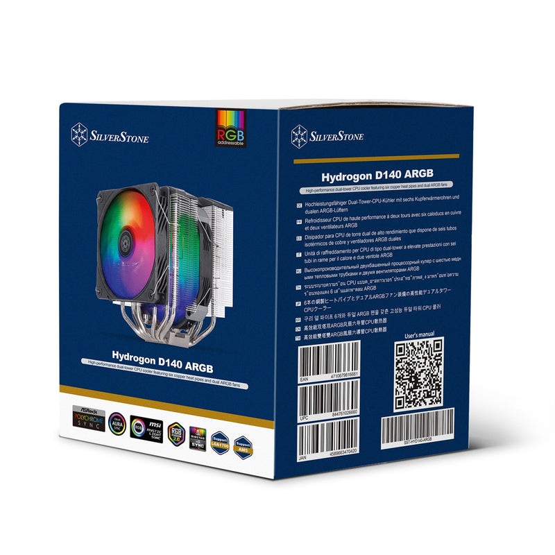 Load image into Gallery viewer, Silverstone sst-hyd140-argb cpu-koeler (4-pins pwm fan-connector, 4-1 pin argb (5v led))

