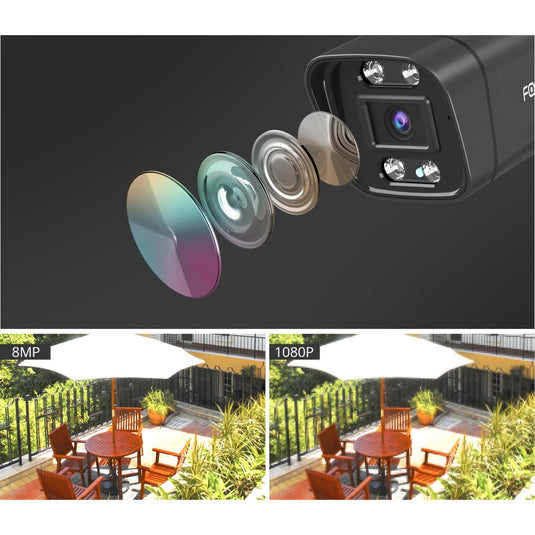 Foscam v8p, 4k 8mp dual-band wifi beveiligingscamera (zwart, met geluid- en lichtalarm)