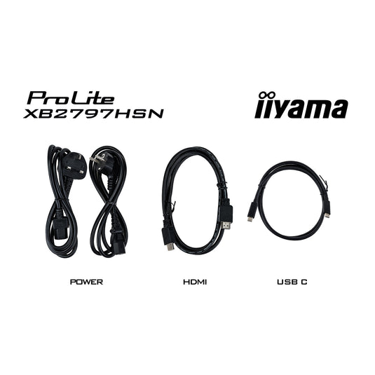 Iiyama prolite xb2797hsn-b1 27 monitor (zwart, 100 hz, hdmi, displayport, usb-c, lan, audio)