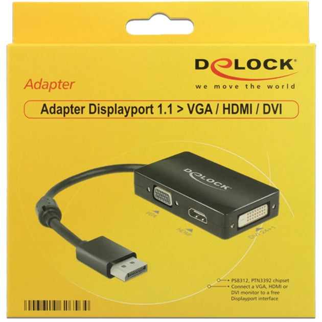 Load image into Gallery viewer, Delock displayport > vga hdmi dvi adapter (zwart)
