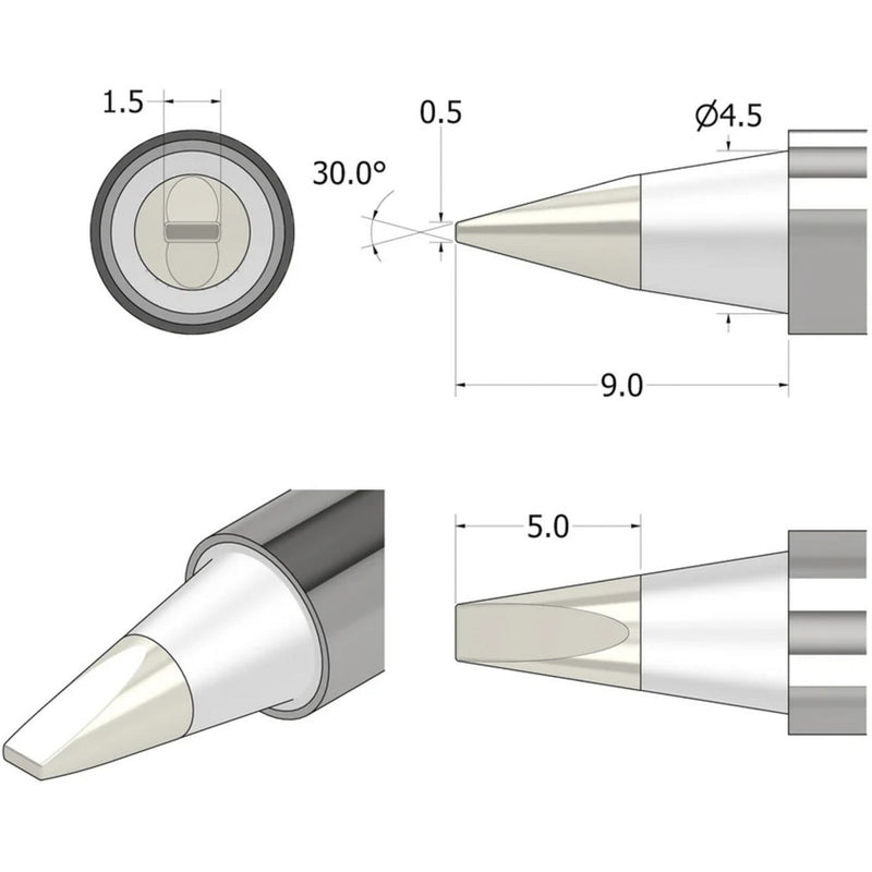 ギャラリービューアに画像をロードする, Ifixit fixhub soldeerpunt, beitelvormig, 1,5 mm soldeerbout (zilver)
