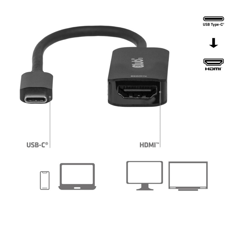 Laden Sie das Bild in Galerie -Viewer, Club 3d cac-2505 usb-c naar hdmi 2.1 adapter 8k60hz (zwart)
