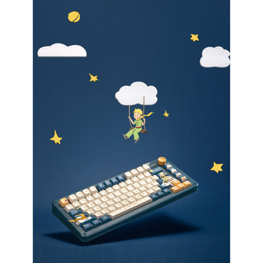 Iqunix zx75 sky encounter wireless mechanical keyboard (blauw, us lay-out (qwerty), iqunix little prince, 75%, rgb leds, hot-swappable, double-shot pbt, 2.4ghz | bluetooth 5.1 | usb-c)