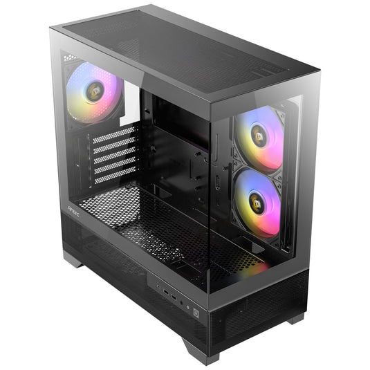 Antec cx500m rgb mini tower behuizing (zwart | 3x usb-a | tempered glass)
