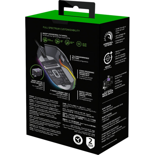Razer basilisk v3 gaming muis (zwart, 26.000 dpi, rgb leds)