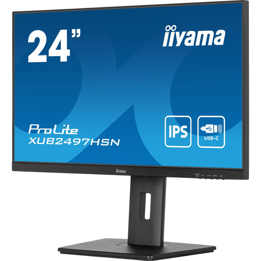 Iiyama prolite xub2497hsn-b2 23.8 monitor (zwart, hdmi, displayport, 3x usb-a, usb-c, rj-45)