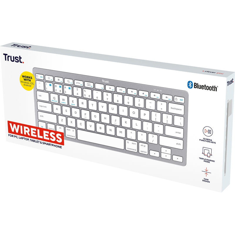Load image into Gallery viewer, Trust wireless bluetooth keyboard (grijs, us lay-out (qwerty), scissor switches, 85%, bluetooth 4.0)
