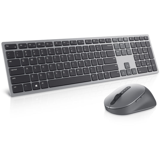 Dell premier multi-device draadloos toetsenbord en draadloze muis - km7321w desktopset (grijs, us lay-out (qwerty), 100%, bluetooth 5.0, dpi:1000 - 4000)
