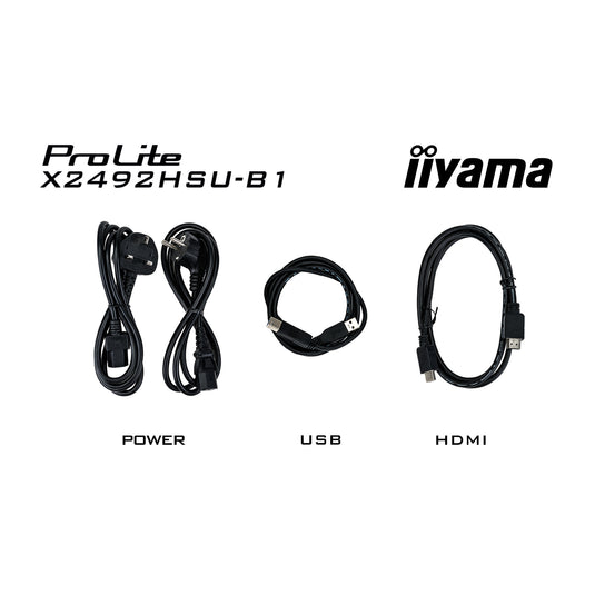 Iiyama prolite x2492hsu-b1 24 monitor (zwart (mat), hdmi, displayport, 2x usb-a)