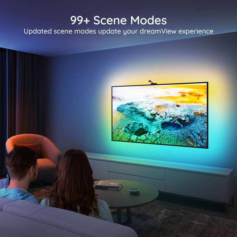 Laden Sie das Bild in Galerie -Viewer, Govee h6199 dreamview t1 tv achtergrondverlichting sfeerverlichting (5 meter, rgbic, wifi, bluetooth, voor 75 - 85 inch tv's)
