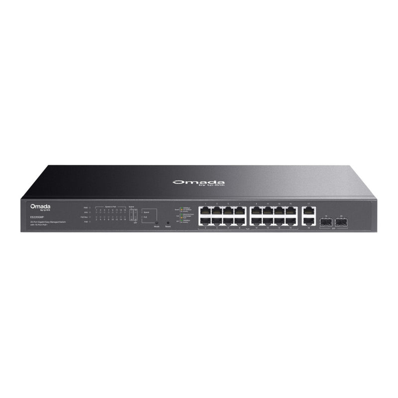 Afbeelding laden in galerijviewer, Tp-link omada es220gmp 20-poort gigabit easy managed switch (zwart, 16x poe+, 2x gigabit sfp)
