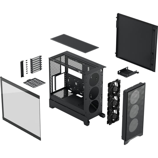 Fractal design pop 2 air midi tower behuizing (zwart | 1x usb-a | 1x usb-c | tempered glass)
