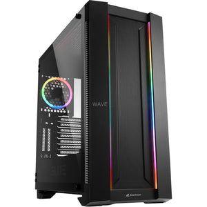 Sharkoon elite shark ca200m big tower behuizing (zwart | 4x usb-a | tempered glass)
