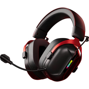 Mchose s9 pro wireless over-ear gaming headset (zwart rood, pc laptop playstation switch smartphone, 2.4g bluetooth wired type-c )