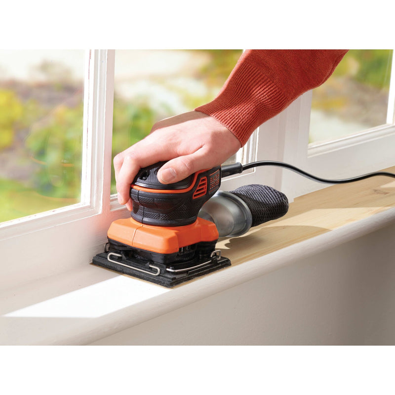 Load image into Gallery viewer, Black+decker 220w 1 4 vel schuurmachine met handpalmschakelaar ka450-qs vlakschuurmachine (oranje zwart)
