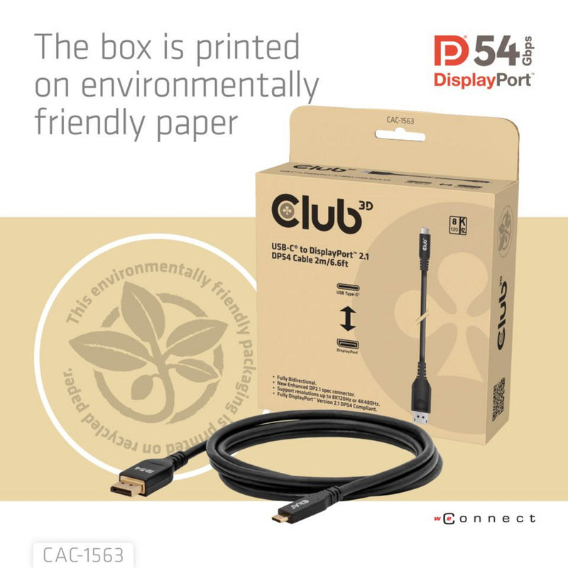 Chargez l'image dans la visionneuse de la galerie, Club 3d usb-c naar displayport 2.1 kabel (zwart, 2 meter)
