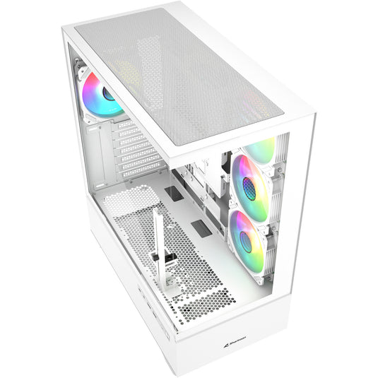 Sharkoon ak6 rgb midi tower behuizing (wit | 2x usb-a | 1x usb-c | rgb | tempered glass)