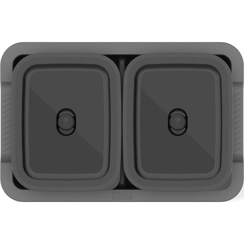Load image into Gallery viewer, Weber works-voorbereidings- en serveerset container (roestvrij staal grijs, 2 roestvrijstalen vershoudbakjes, 2 dienbladen, 1,8 liter per bakje)
