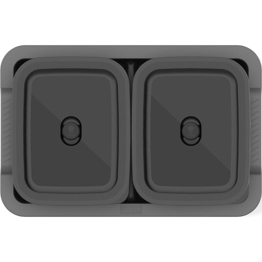 Weber works-voorbereidings- en serveerset container (roestvrij staal grijs, 2 roestvrijstalen vershoudbakjes, 2 dienbladen, 1,8 liter per bakje)