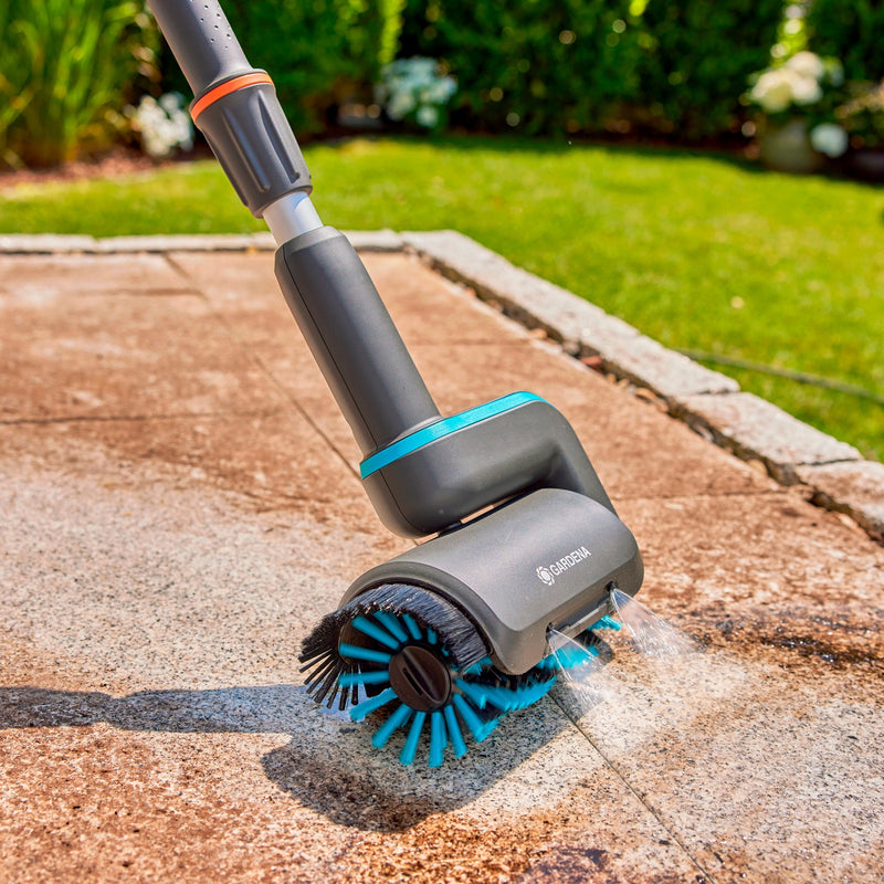 Load image into Gallery viewer, Gardena aquabrush medium rolborstel, voor accu-multireinigers wasborstel (grijs turquoise, 14849-20)
