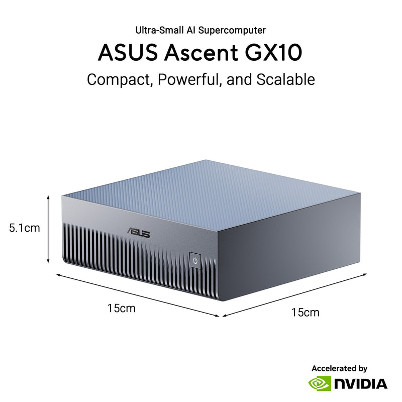 Afbeelding laden in galerijviewer, Asus ascent gx10 arm v9.2-a 128 1 mini-pc (donkergrijs | nvidia gb10 grace blackwell | dgx spark | nvlink-c2c | 128 gb | 1 tb ssd)
