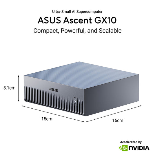 Asus ascent gx10 arm v9.2-a 128 1 mini-pc (donkergrijs | nvidia gb10 grace blackwell | dgx spark | nvlink-c2c | 128 gb | 1 tb ssd)