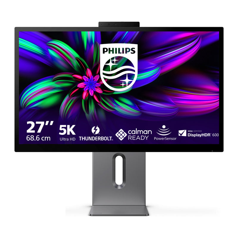 ギャラリービューアに画像をロードする, Philips brilliance 27e3u7903 27 5k uhd monitor (grijs, hdmi, 2x usb-a, usb-c, thunderbolt 4, rj-45, webcam)
