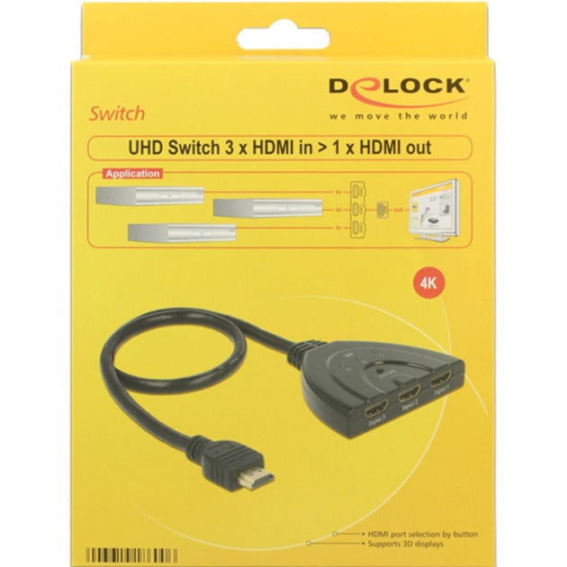 Afbeelding laden in galerijviewer, Delock 3x hdmi naar 1x hdmi switch (zwart, 50 centimeter, 4k)
