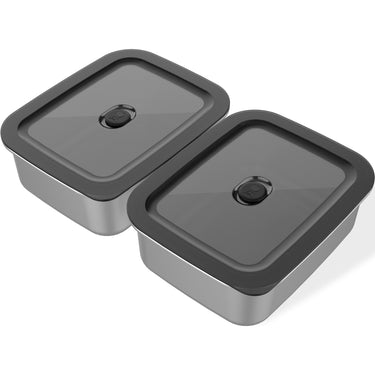 Weber works prep containers (set van 2) (roestvrij staal, 2 roestvrijstalen vershoudbakjes met deksel, 1,8 liter per bakje)