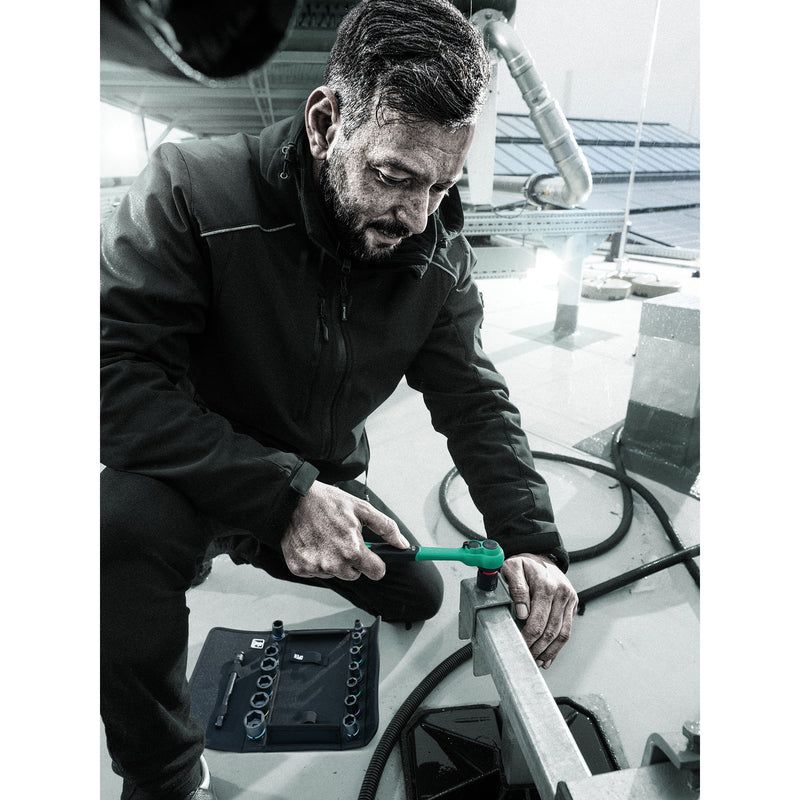 Load image into Gallery viewer, Wera 8010 b zyklop comfort ratel (zwart groen, met omschakelpal en 3 8 aandrijving)
