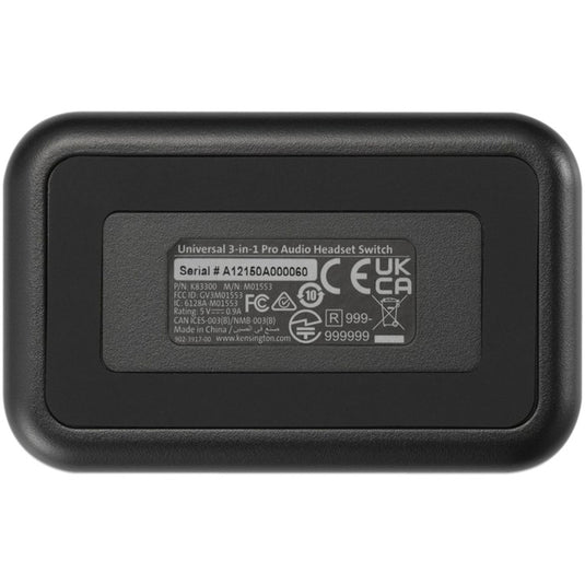 Kensington universal 3-in-1 pro audio headset switch (bluetooth, usb, 3,5mm audio)