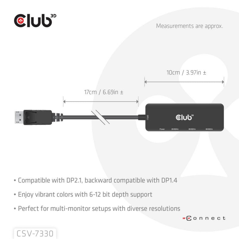 Laden Sie das Bild in Galerie -Viewer, Club 3d displayport naar triple hdmi 8k60hz hub (zwart)
