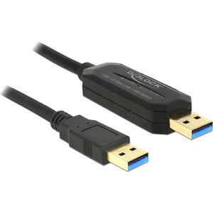 Delock data link + km switch usb-a 3.2 gen 1 naar usb-a 3.2 gen 1 kabel (zwart, 1,5 meter)
